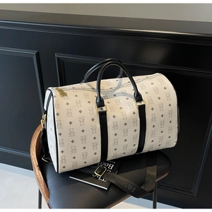 Detail view of the large capacity Boston travel bag with bear patterns and fashion strap
