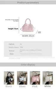 Spécifications de taille du sac coquille en PU avec dimensions et longueur de sangle