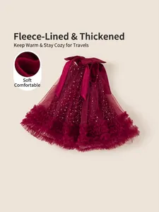 Abito da principessa rosso con paillettes per bambine con calda fodera in pile