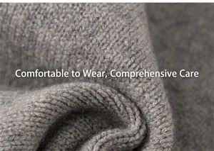 Close-up of grey knitted fabric texture showing premium ribbed weave details and soft fiber