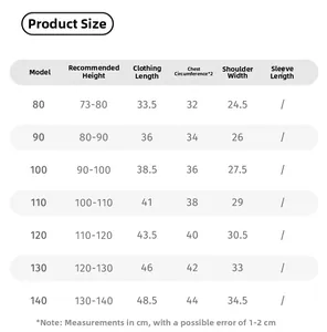 Detailed size guide for pink knitted vest for girls with length and chest measurements