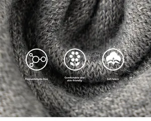 Close-up of grey knitted fabric texture, formaldehyde-free, skin-friendly, and soft material