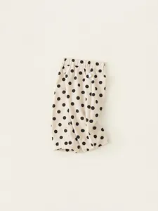 Kids loose casual trousers with black polka dot print and elastic waist for girls