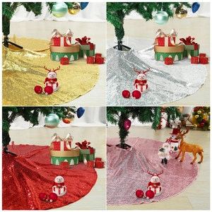 Jupe de Sapin de Noël à Paillettes Scintillantes Tapis de Base de Sapin Rond Brillant pour Décoration de Maison Fête de Noël