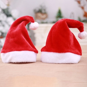 Cappello di Babbo Natale in Peluche di Alta Qualità Classico Rosso Bianco Cappello di Natale Per Adulti Bambini Festa Decorazione