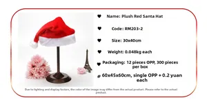 Infografía detallada de gorro de Navidad de felpa roja de 30x40cm con dimensiones