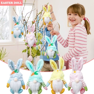 Easter Bunny Gnome Plush Pendant Fabric Faceless Rabbit Ears Hanging Decoration For Home Party Scandinavian Style Holiday Gift