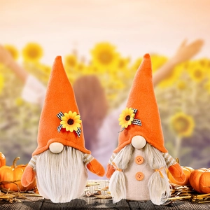 Harvest Festival Sunflower Gnome Plush Ornaments Autumn Thanksgiving Faceless Doll Nordic Style Orange Fabric Gnome Home Decor