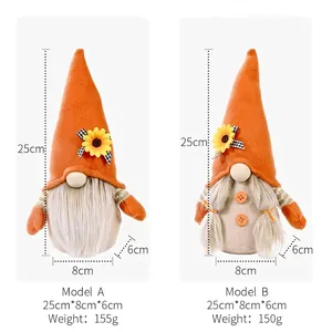 Harvest Festival sunflower gnomes set with size dimensions for autumn home decoration