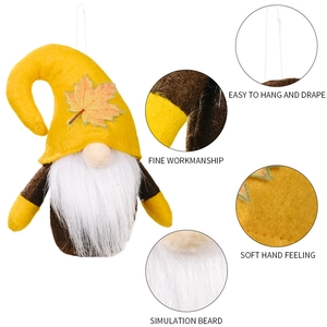Fall harvest faceless gnome hanging decoration with maple leaf and plush beard for home decor