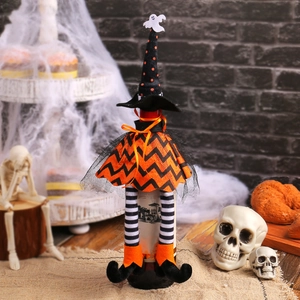 Halloween Weinflaschenhülle mit Hexenhut, langen Beinen und Geist-Motiv Deko