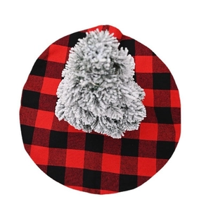 Classic red and black buffalo plaid Christmas tree skirt for festive holiday home decoration