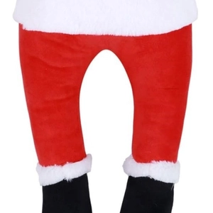 Gambe di Babbo Natale in peluche con pile rosso e stivali neri per decorazione albero Natale