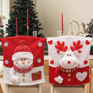 Housses de chaise de Noël avec motifs bonhomme de neige et renne 3D pour décor de fête