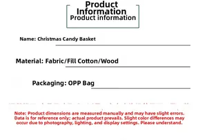 Spécifications du panier de Noël montrant les matériaux et les infos d'emballage