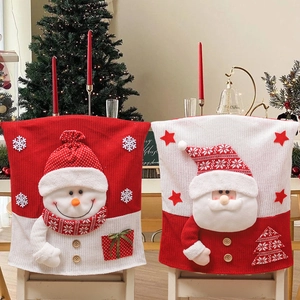 Housses de chaise de Noël avec Père Noël et Bonhomme de neige pour décor de fête