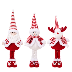 Standing Christmas plush dolls set including Santa, Snowman and Reindeer in red and white