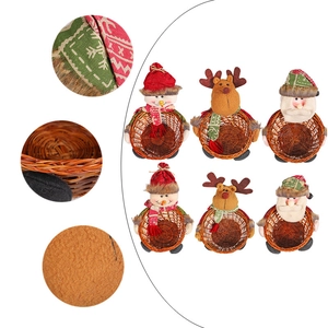 Lot de 6 paniers à bonbons de Noël avec figurines de bonhomme de neige, renne et Père Noël