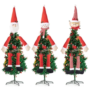 Décoration de Sapin de Noël en Peluche Père Noël Bonhomme de Neige Elfe Ornement Suspendu pour Fête de Noël Maison