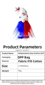 Détail d'un nain de jardin patriotique avec barbe bicolore et bonnet étoilé