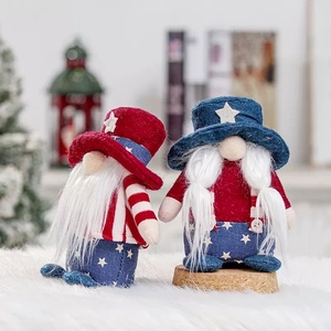 Patriotic gnome plush dolls with stars and stripes design for Fourth of July decor