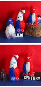 Trois gnomes patriotiques du Jour de l'Indépendance avec étoiles et rayures décoratives