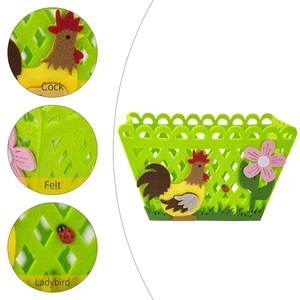 Oster-Filz-Aufbewahrungskorb mit buntem Hahn und Marienkäfer-Design in Grün