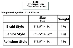 Detailed size information chart for Santa and Reindeer plush Christmas ornaments