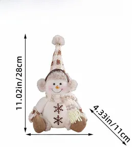 Spécifications de taille pour peluche bonhomme de neige mesurant 28 cm par 15 cm