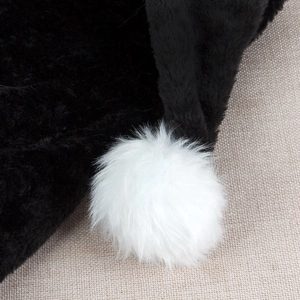 75cm long black plush Christmas hat with a fluffy white pom-pom and soft velvet texture