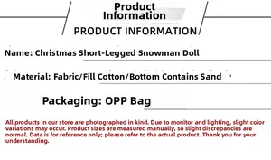 Spécifications détaillées du produit pour le bonhomme de neige de Noël en tissu