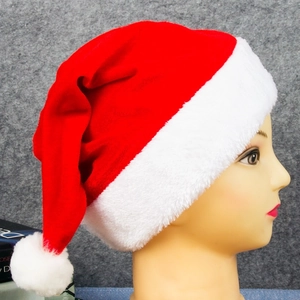 Classic Christmas Santa Hat Red Gold Velvet Plush Trim For Adults And Kids Festive Holiday Party Celebration Decoration