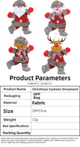 Set of 4 Christmas plush ornaments featuring Santa and Snowman in red burlap fabric