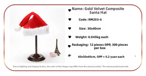 Close-up of red velvet Christmas hat with dimensions 30x40cm and plush white trim
