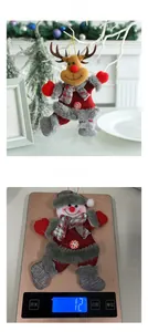 Detail view of lightweight 12g plush reindeer and snowman Christmas hanging ornaments