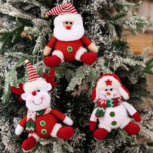 Christmas Knitted Plush Pendant Santa Claus Snowman Elk Reindeer Tree Ornament Festive Home Decor Xmas Gift Decoration