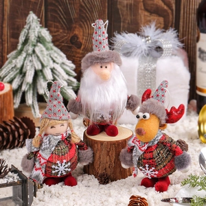 Christmas Gnomes Ornaments Santa Claus Reindeer Girl Doll Plush Hanging Pendant Xmas Tree Decor For Holiday Party Home
