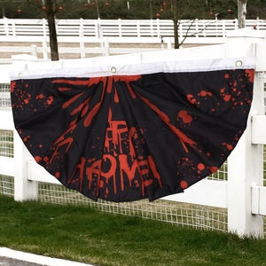 Halloween half-circle pleated bunting banner with blood splatter and Happy Halloween text