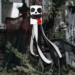 Manche à air fantôme d'Halloween avec visage de squelette pour décoration extérieure
