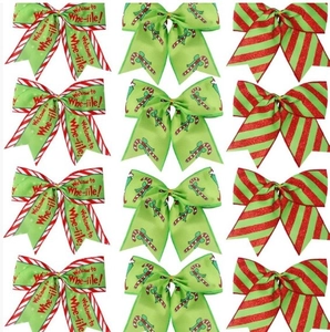 Lot de 12 nœuds de Noël avec motifs festifs pour décorations de cadeaux et de sapin