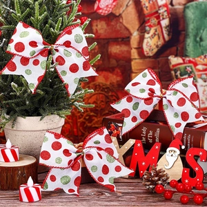 Noeuds de Noël avec points scintillants rouges et verts pour sapins et cadeaux