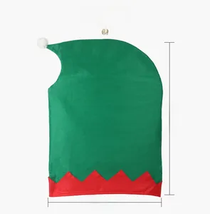 Detailed size display of green elf hat chair cover with dimensions 63cm by 47cm