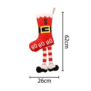 Chaussette de Noël motif Père Noël avec texte HO HO HO, grande botte de décoration 62cm
