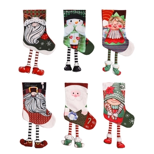 6-pack set of Christmas stockings featuring Santa, Snowman, and Gnome for home holiday decor