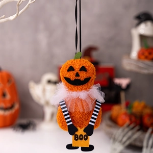 Λούτρινη κολοκύθα Halloween με πινακίδα BOO και διακοσμητικό φιόγκο από δίχτυ