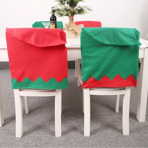 Elf Hat Christmas Chair Cover Red Green Non-Woven Fabric Chair Back Protector For Home Dining Table Holiday Decoration
