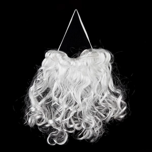 Curly white Santa Claus beard prop with elastic band for Christmas cosplay costume