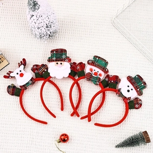 LED Christmas Headband Light Up Santa Snowman Reindeer Bear Plaid Hair Hoop For Kids Adults Xmas Party Favor Holiday Costume