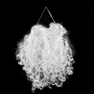 Classic curly white Santa Claus beard accessory with elastic strap for holiday cosplay
