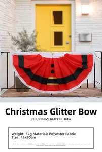 Outdoor Christmas pleated fan flag with Santa belt design hanging on a balcony railing